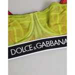 Dolce & Gabbana Green Nylon Soft Cup Balconnet Bra Underwear with logo detail and hook closure, made in Italy.