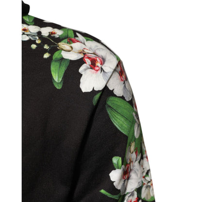 Dolce & Gabbana KING Black Orchid Floral Crown Logo Hoodie Sweater