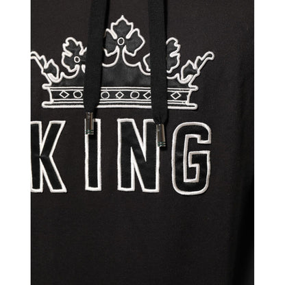 Dolce & Gabbana KING Black Orchid Floral Crown Logo Hoodie Sweater