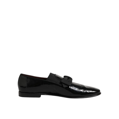 Dolce & Gabbana Leather Loafers Men Formal Dress Shoes in black, premium black leather men's formal loafers with luxury and timeless elegance.