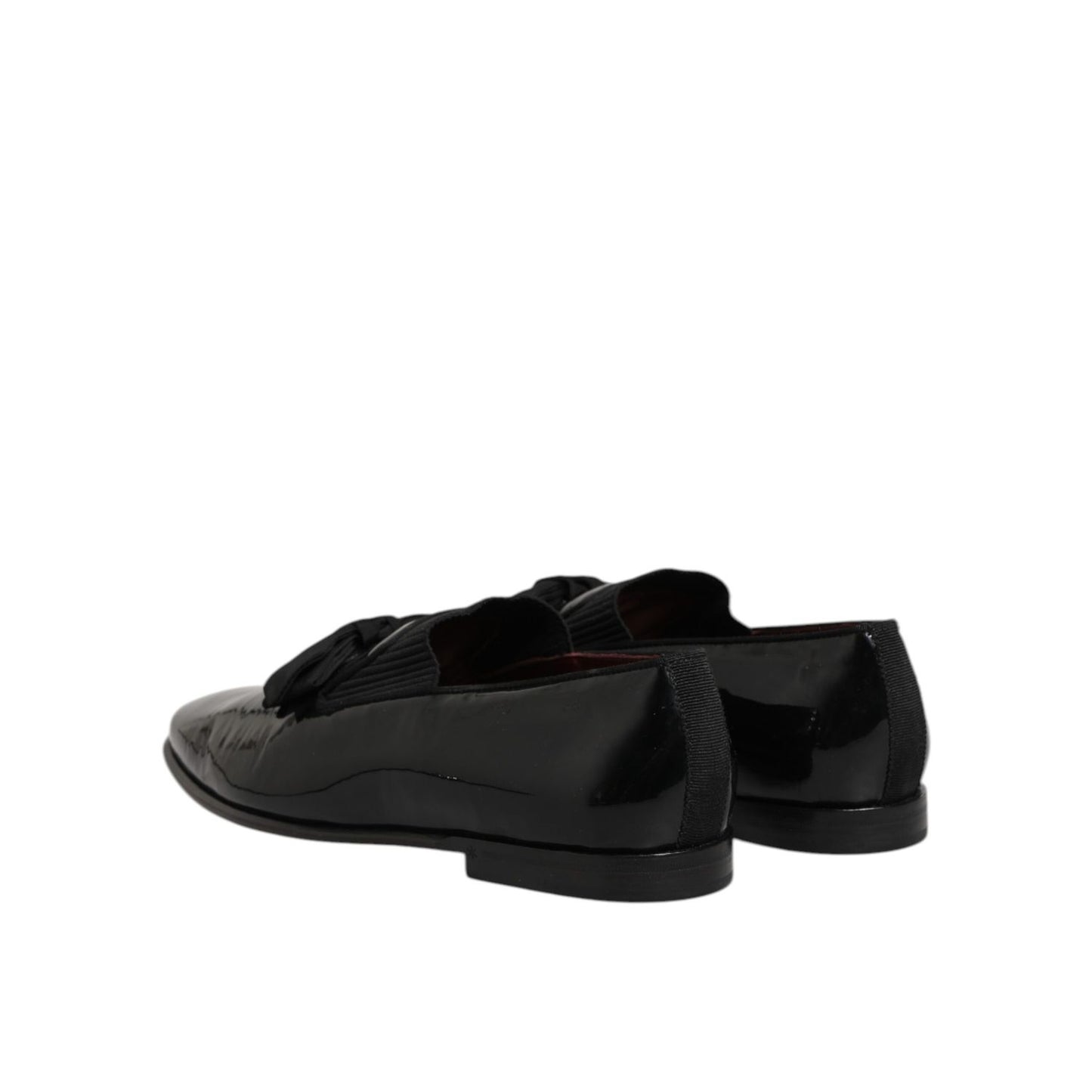 Dolce & Gabbana Leather Loafers Men Formal Dress Shoes in black leather, side view showcasing premium craftsmanship and elegant design.