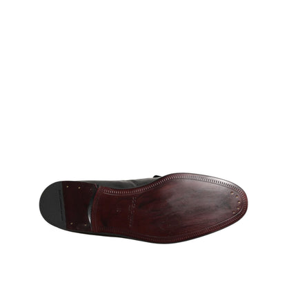 Underside view of Dolce & Gabbana Leather Loafers Men Formal Dress Shoes showcasing sole design.