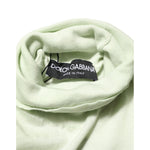 Dolce & Gabbana Light Green Logo TurtleNeck Pullover Sweater showcasing soft fabric and logo detail.