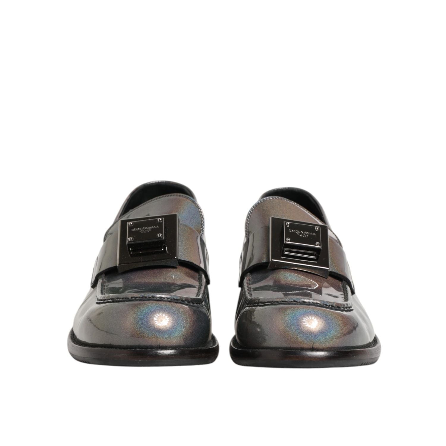 Dolce & Gabbana Metallic Silver Logo Slip On Men Dress Shoes