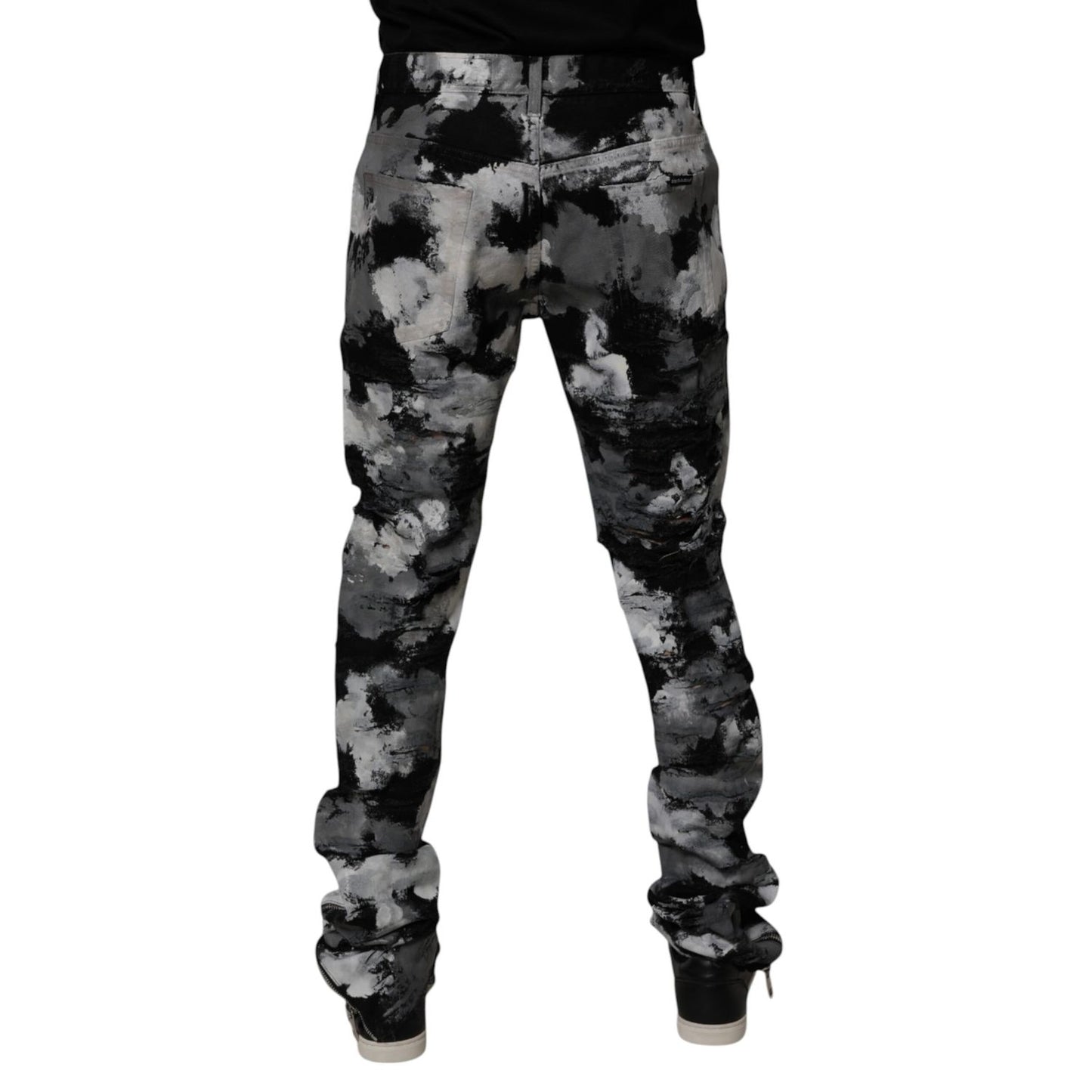 Dolce & Gabbana Multicolor Camouflage Tattered Skinny Denim Jeans