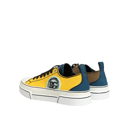 Dolce & Gabbana Multicolor Cotton Logo Low Top Sneakers Shoes with logo detailing and rubber sole.