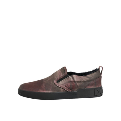 Dolce & Gabbana Multicolor Cotton Low Top Slip On Men Sneakers Shoes, side view showing sleek design and comfort.