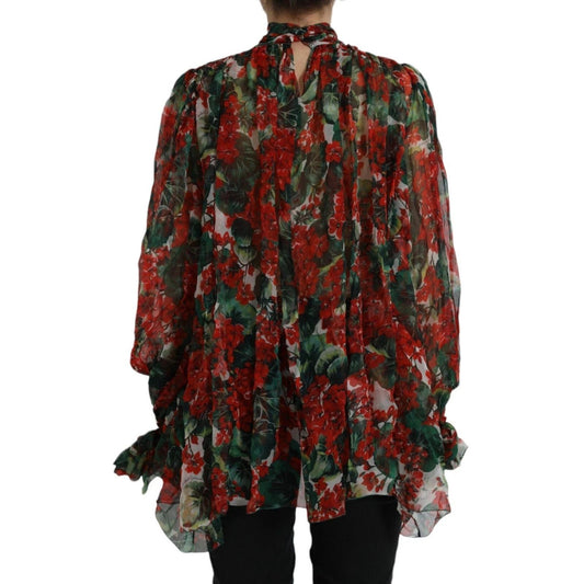 Dolce & Gabbana Multicolor Floral Silk Collar Blouse TSH852003-42