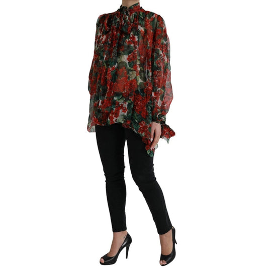 Dolce & Gabbana Multicolor Floral Silk Collar Blouse TSH852003-42