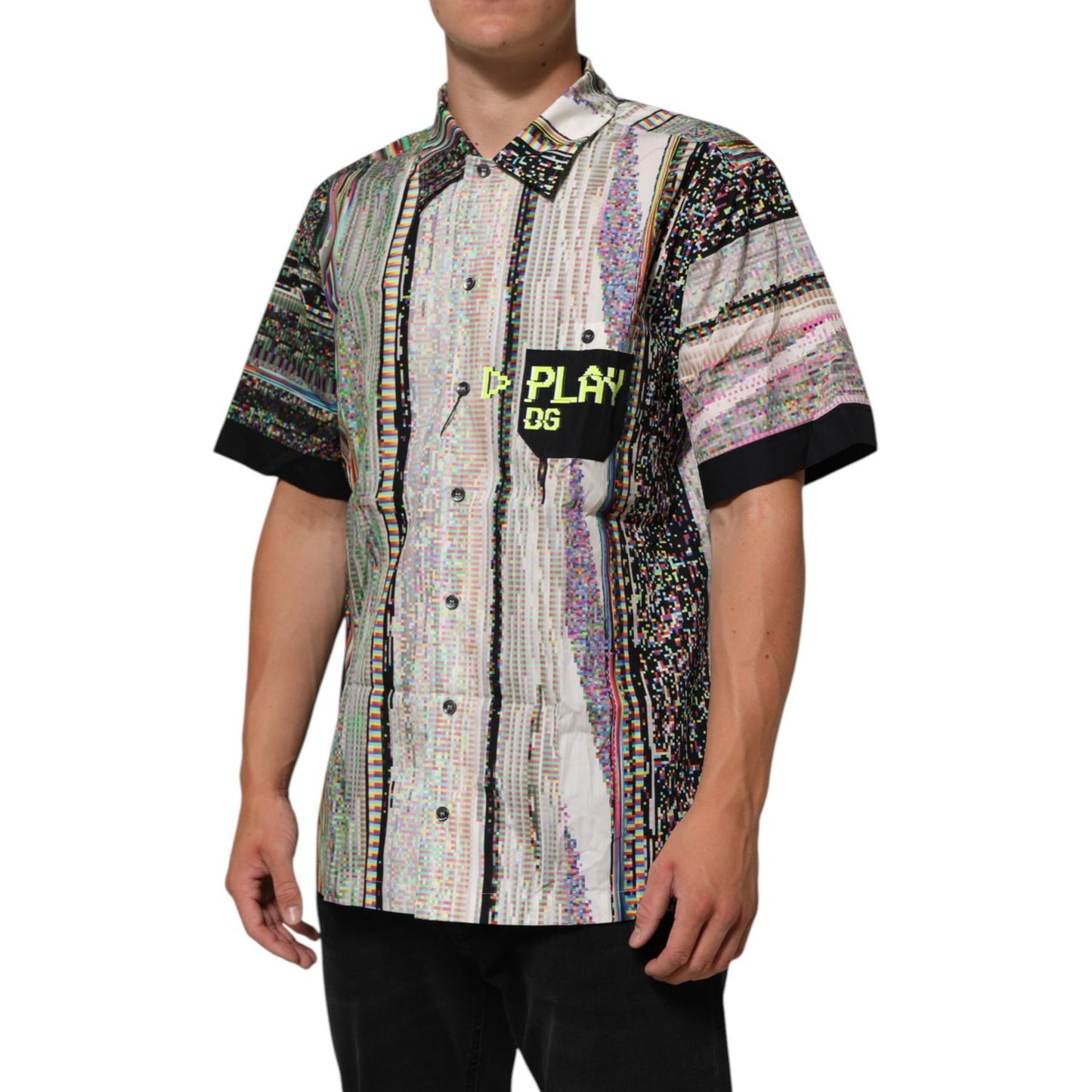 Dolce & Gabbana Multicolor Graphic Collared Casual Shirt