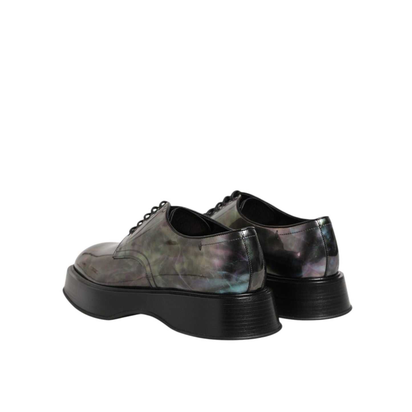 Dolce & Gabbana Multicolor Leather Lace-up Men Formal Derby Shoes, polished design, artistic edge for formalwear elegance.