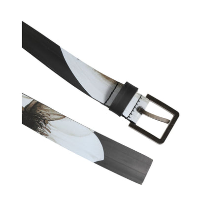 Dolce & Gabbana Multicolor PVC Floral Silver Buckle Men Belt with Italian craftsmanship and black leather featuring a floral print.