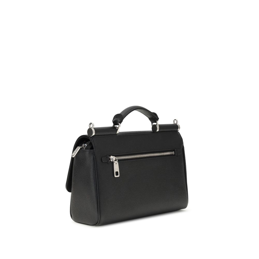 Dolce & Gabbana My Sicily leather Handbag with rigid top handle and back zipper pocket, showcasing luxury and practicality.