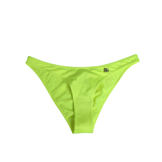 Dolce & Gabbana Neon Green DG Logo Swim Briefs Women Underwear in vibrant color with iconic logo detail.