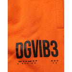 Dolce & Gabbana Orange Cotton DG VIB3 Logo Drawstring Sweatpants Pants detail showing DG VIB3 logo on orange fabric.