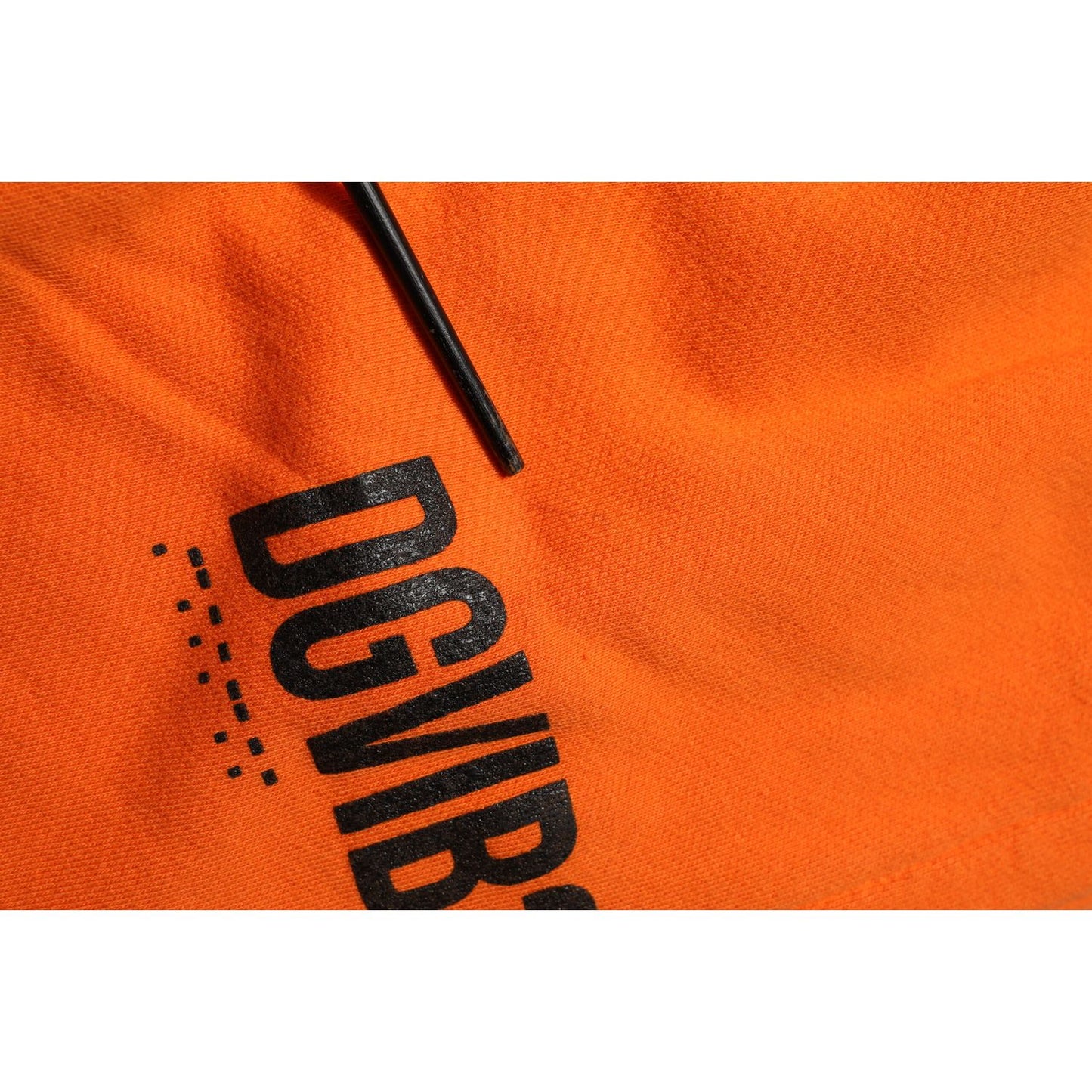 Dolce & Gabbana Orange Cotton DG VIB3 Logo Drawstring Sweatpants Pants fabric close-up with logo detail.
