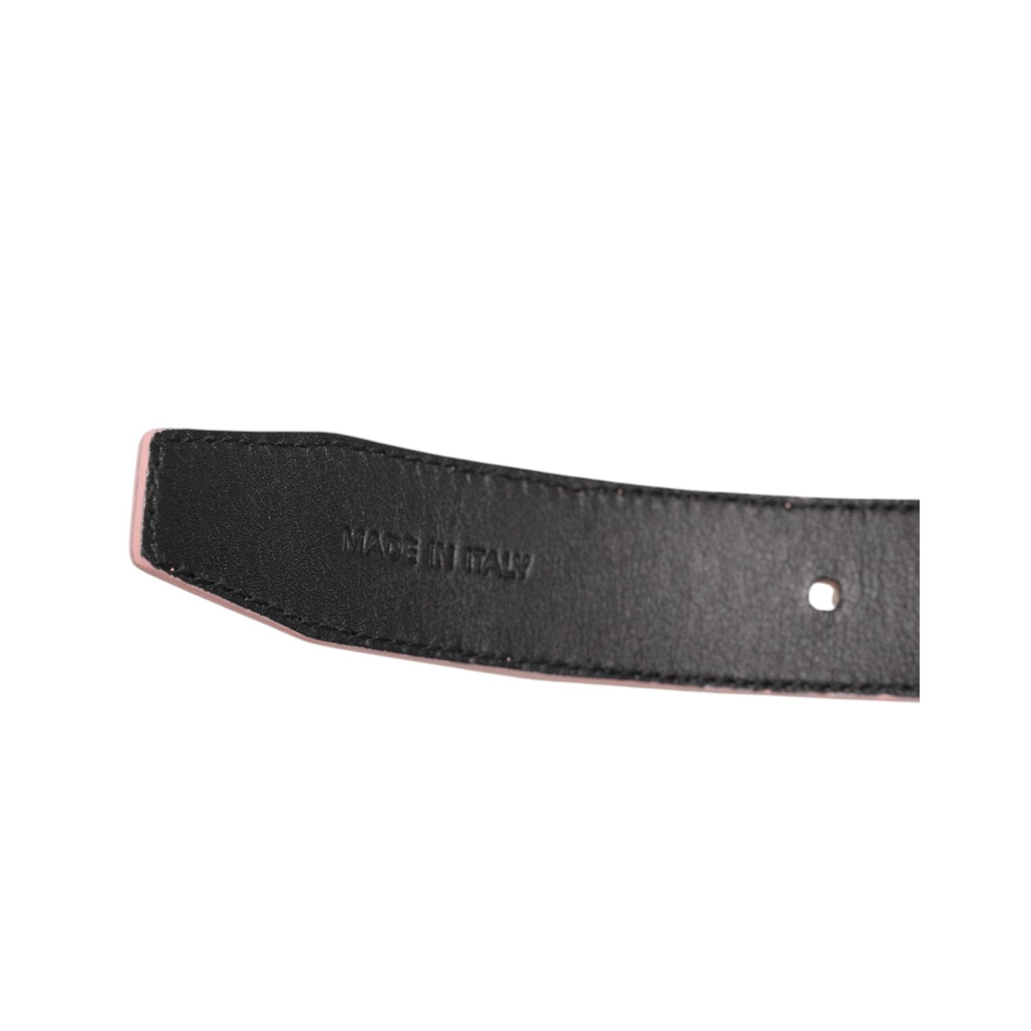 Dolce & Gabbana Pink Leather Perforated Detailing Buckle Belt