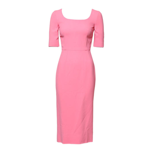 Dolce & Gabbana Pink Viscose Short Sleeve Sheath Midi Dress DR281201-36