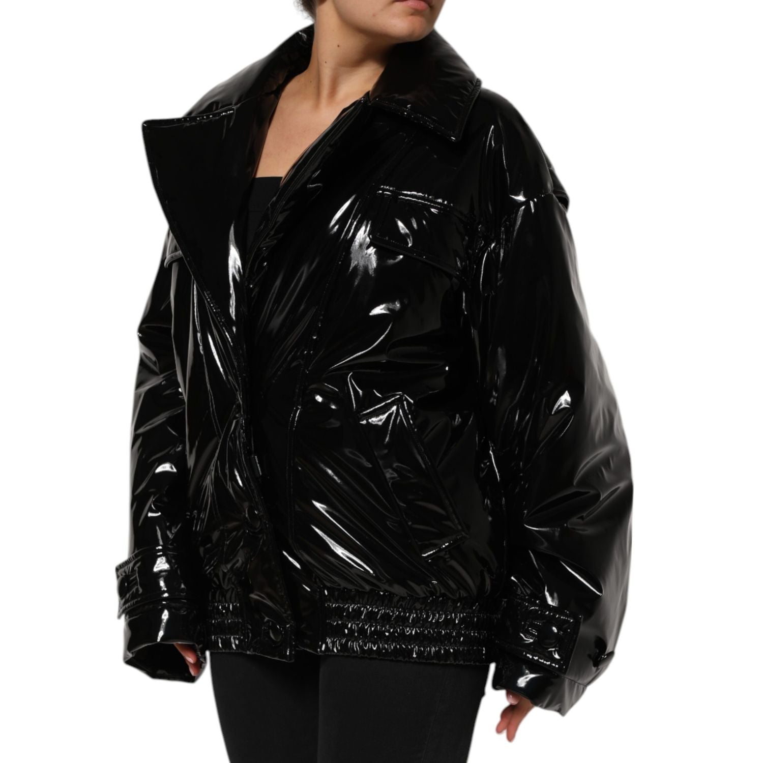 Dolce & Gabbana Polyester Black Quilted Puffer Coat  Jacket