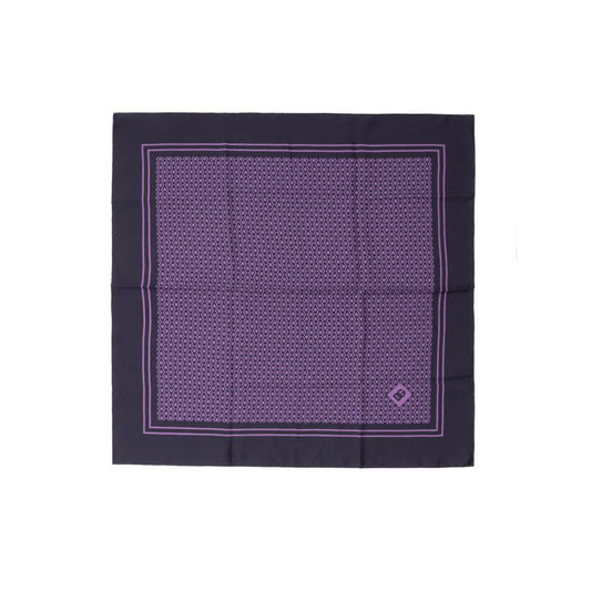 Dolce & Gabbana Purple Silk Pocket Square with geometric print, DG logo, 32x32 cm, handmade in Italy.