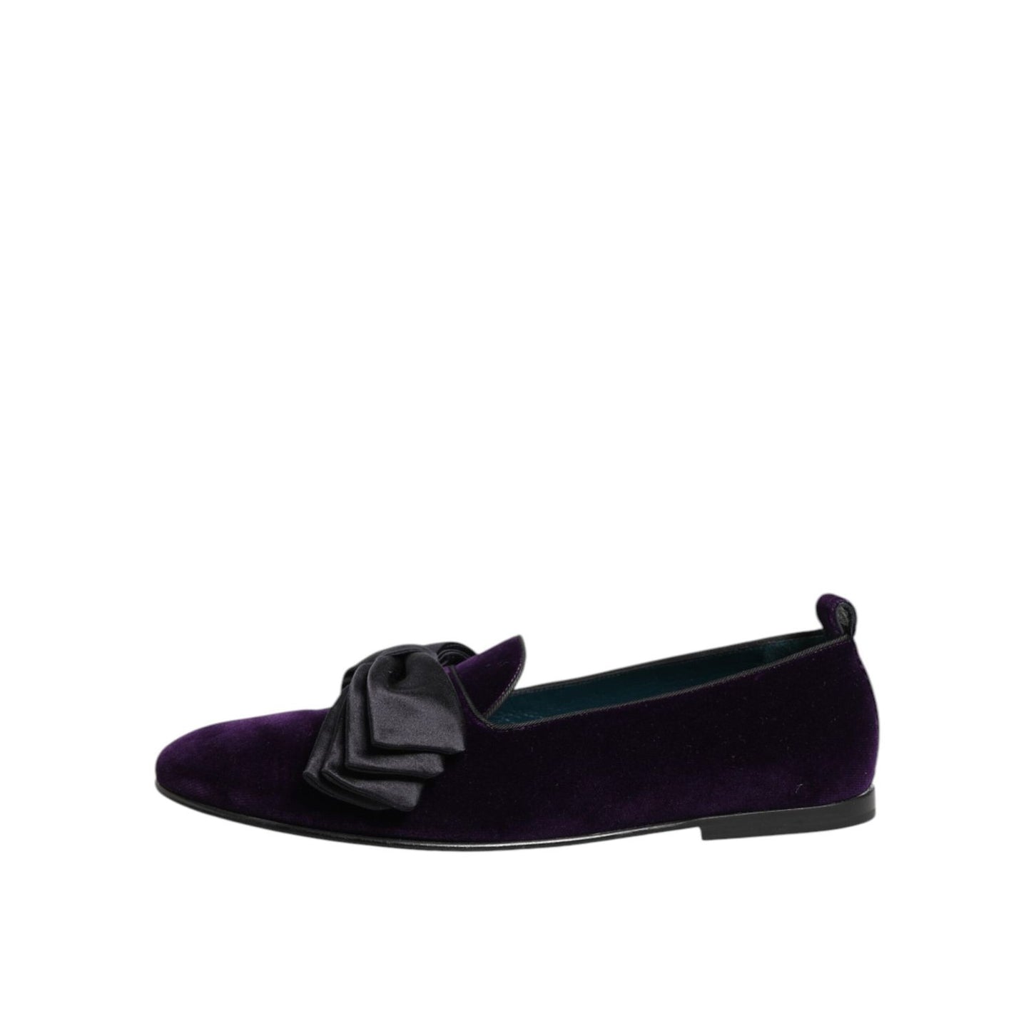 Dolce & Gabbana Purple Suede Cotton Bow Slip On Loafers Shoes, elegant design with soft cotton bow, perfect for stylish casual wear.