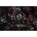 Dolce & Gabbana Purple Viscose Crystal A-Line Gown Dress with intricate floral embroidery and multicolor crystal detailing.