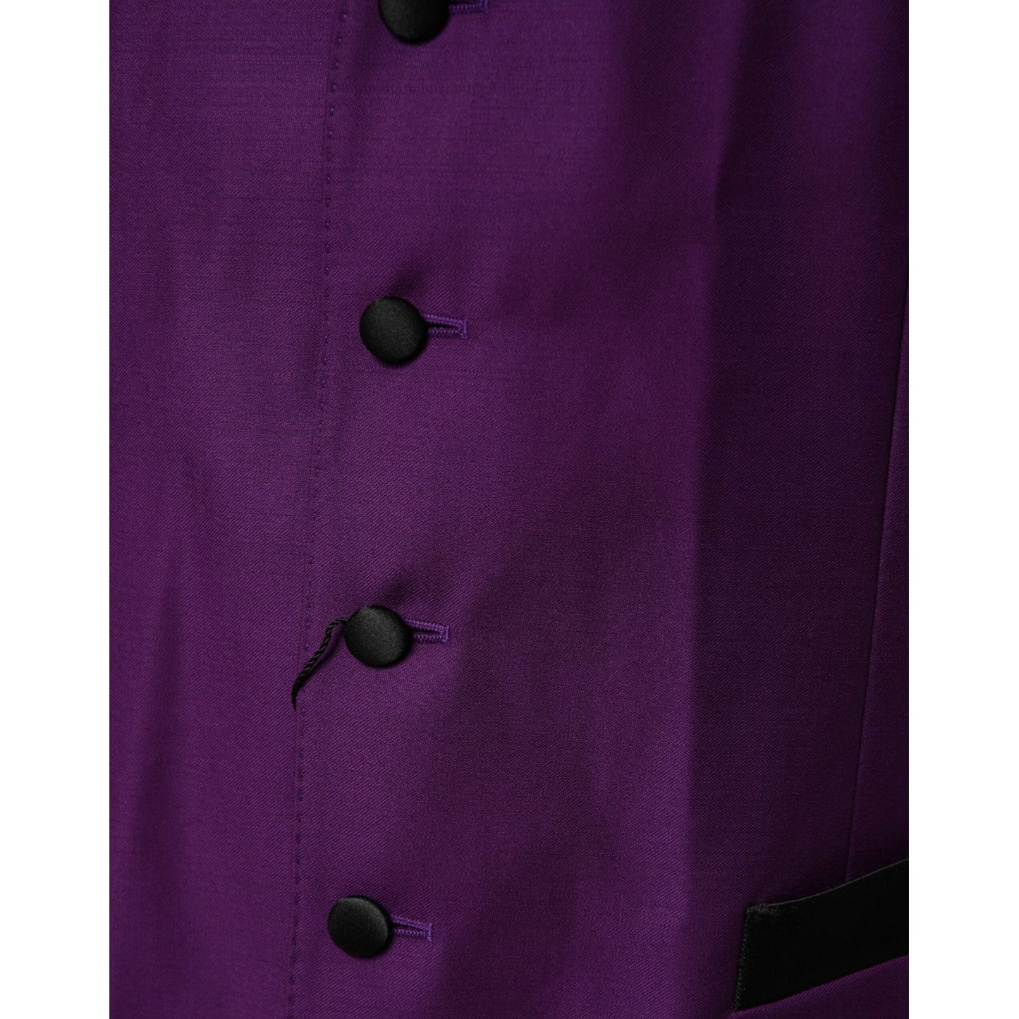 Dolce & Gabbana Purple Wool Dress Formal Waistcoat Vest with black buttons detail