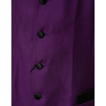 Dolce & Gabbana Purple Wool Dress Formal Waistcoat Vest with black buttons detail
