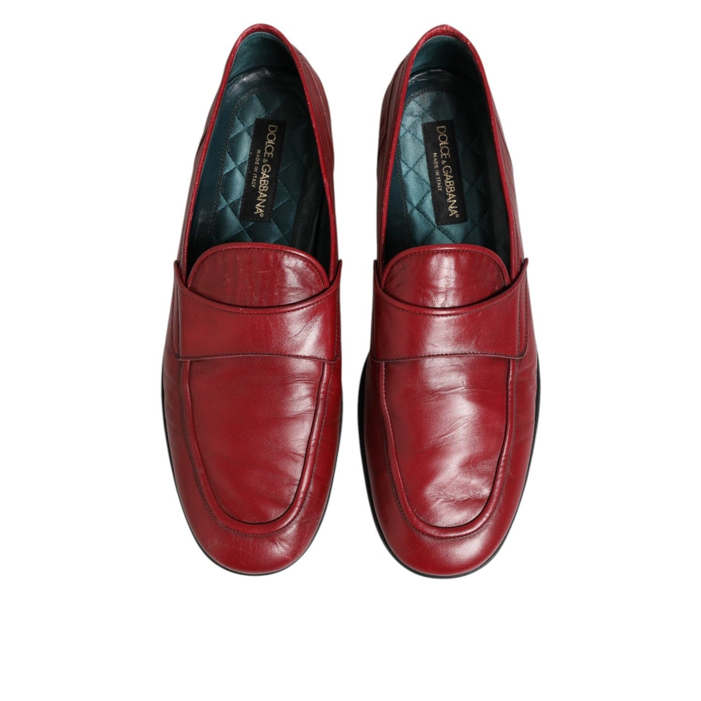 Dolce & Gabbana Red Leather Slip On Dress Men Loafers Shoes - elegant red loafers with smooth leather finish, ideal for formal wear.