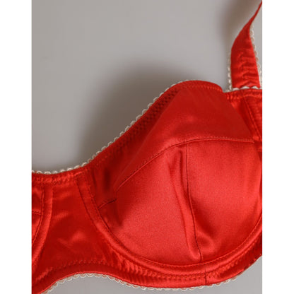 Dolce & Gabbana Red Silk Satin Underwire Bra Semi-Pad Underwear