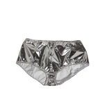 Dolce & Gabbana Silver Metallic High Waist Bikini Bottom Women Underwear with logo details, made in Italy.