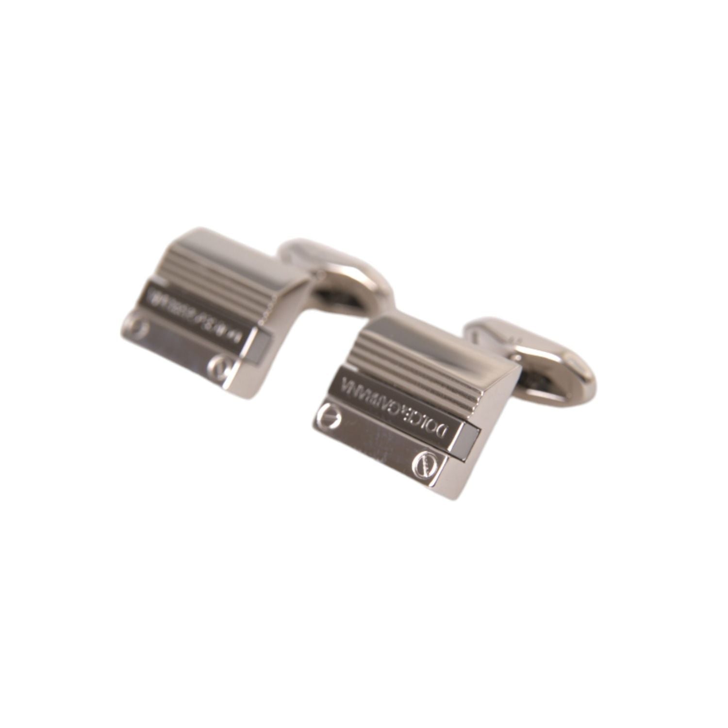 Dolce & Gabbana Silver Plated Metal Brass DG Logo Pin Cufflinks