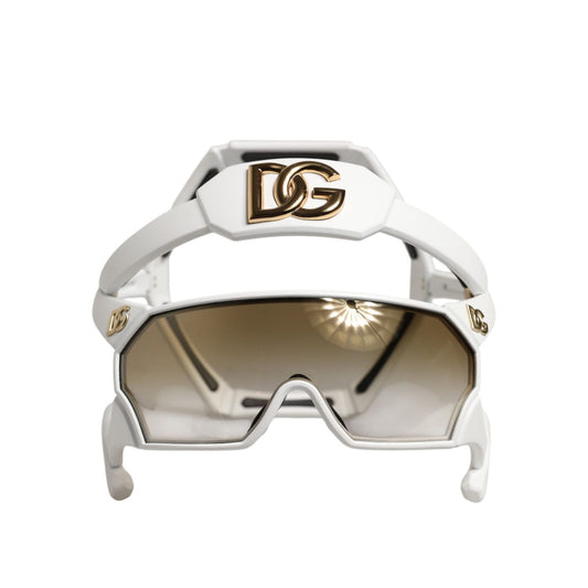 Dolce & Gabbana White Acetate Next Generation Mask Eyewear Sunglasses GLA1377