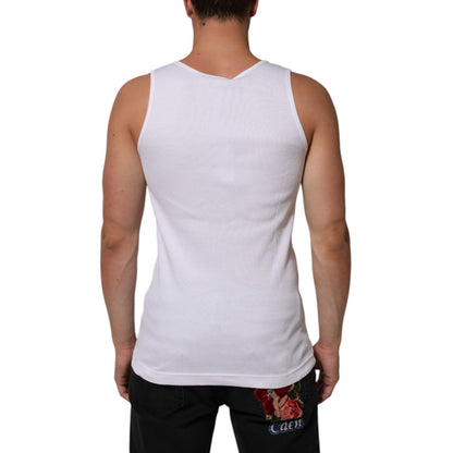 Dolce & Gabbana White Cotton Chain Necklace Tank Top T-shirt
