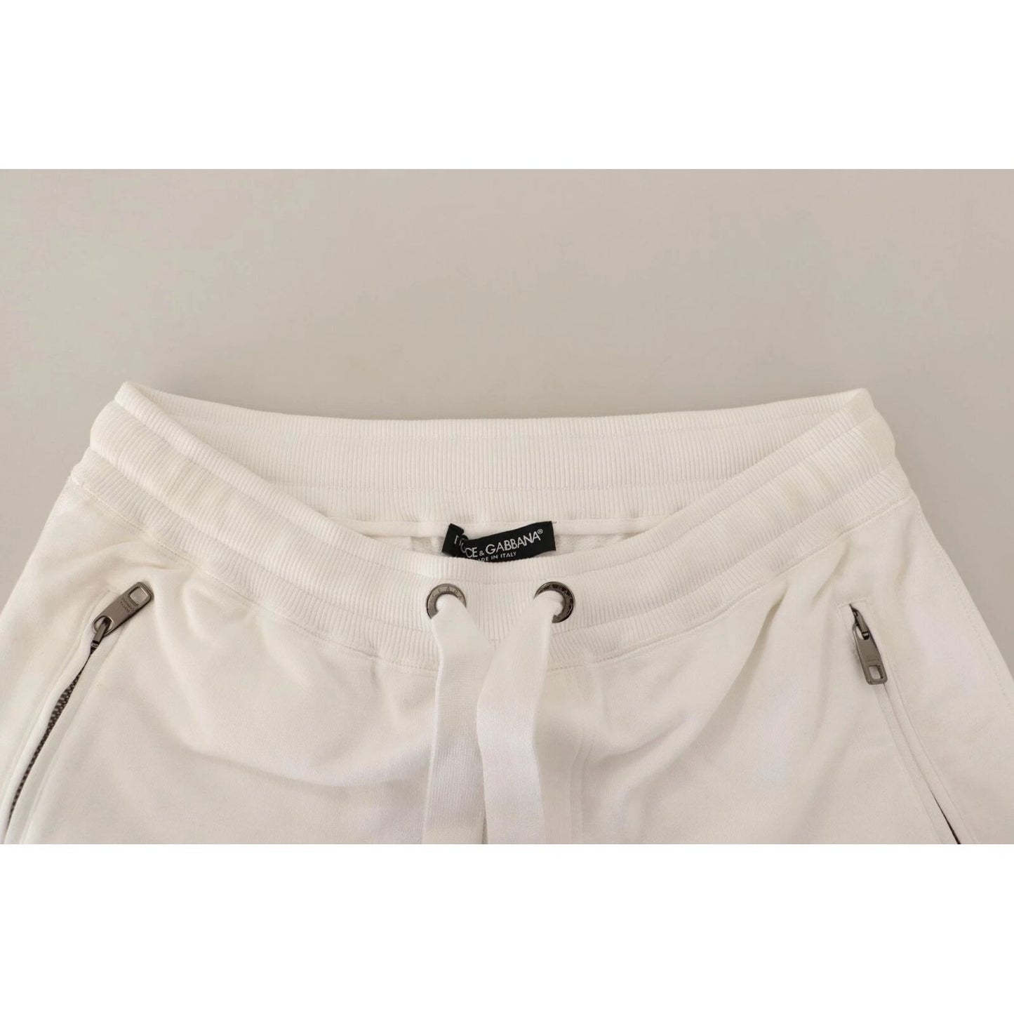 Dolce & Gabbana White Cotton Logo Patch Sweatpants Jogging Pants