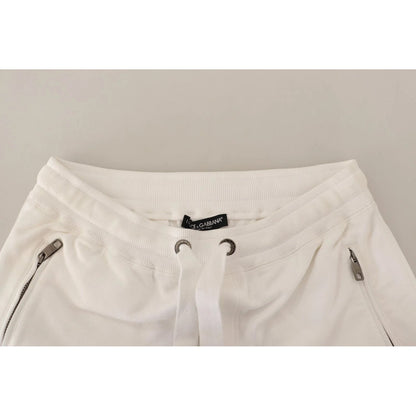 Dolce & Gabbana White Cotton Logo Patch Sweatpants Jogging Pants