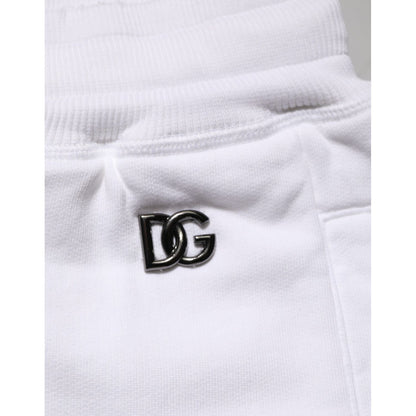 Dolce & Gabbana White Cotton Ripped Bermuda Sweatpants Shorts