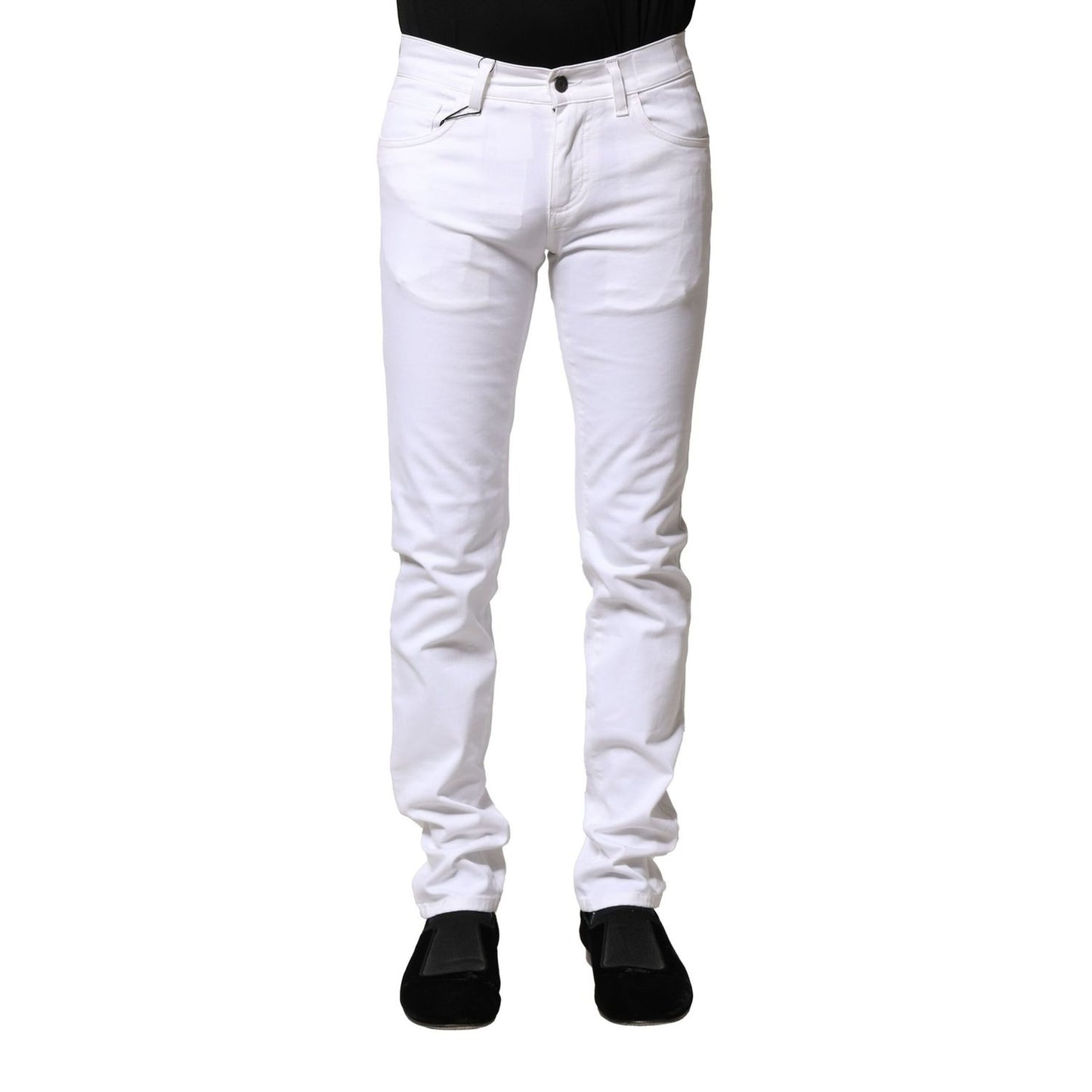 Dolce & Gabbana White Cotton Skinny Men Denim Jeans
