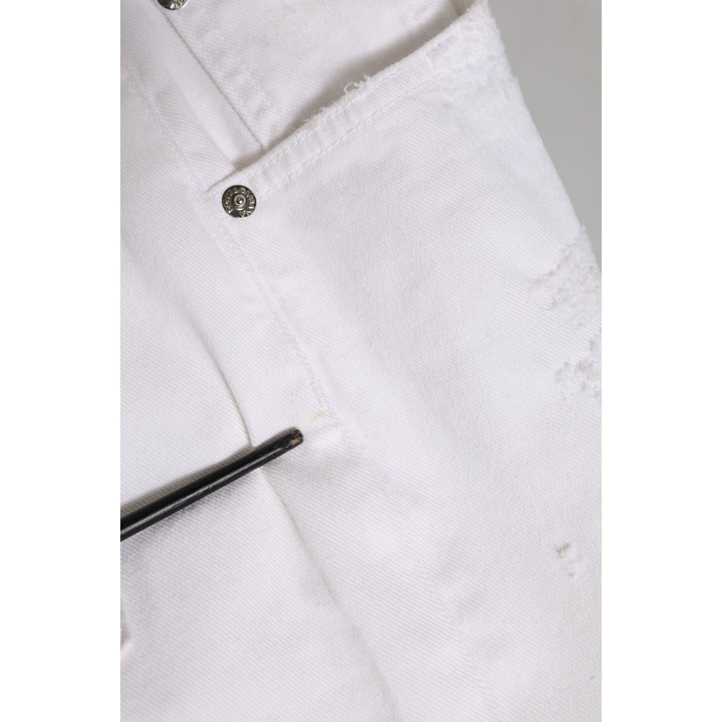 Dolce & Gabbana White Cotton Tattered BOYFRIEND Denim Jeans