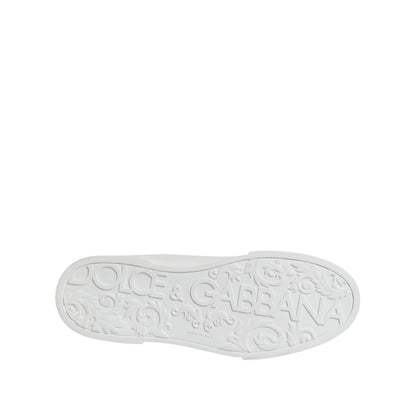 Dolce & Gabbana White DG Logo Portofino Low Top Sneakers Shoes