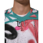 Dolce & Gabbana White Graffiti Crew Neck Short Sleeves T-shirt urban style close-up