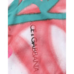 Dolce & Gabbana White Graffiti Crew Neck Short Sleeves T-shirt with colorful graffiti print close-up view.