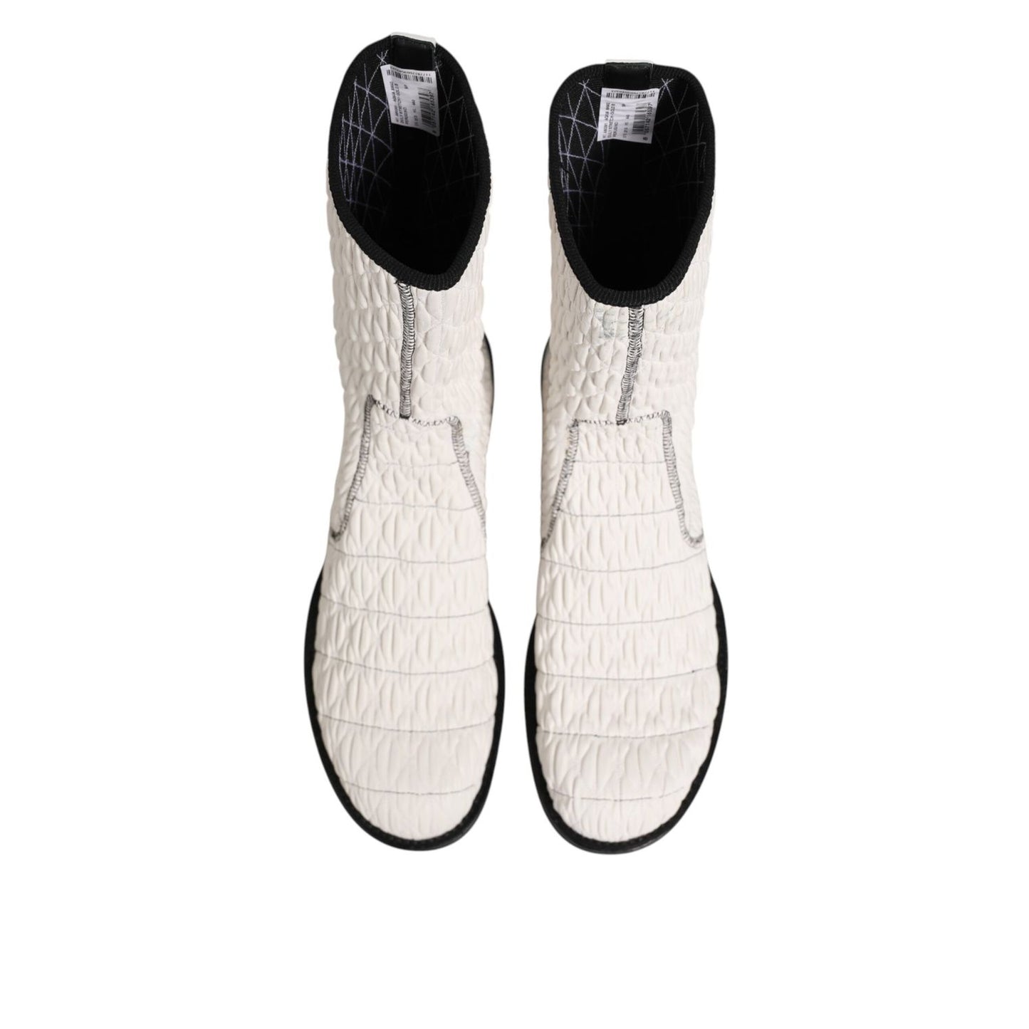 Dolce & Gabbana White Lambskin Leather Mid Calf Boots Shoes