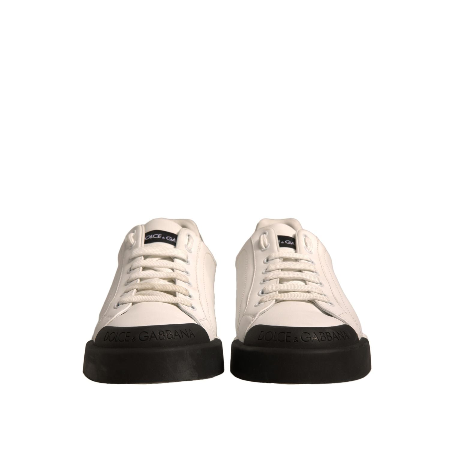 Dolce & Gabbana White Leather Logo Portofino Sneakers Shoes