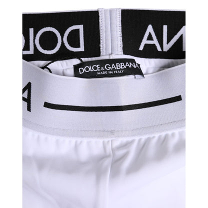 Dolce & Gabbana White Nylon Logo Waistband Boxer Brief Underwear