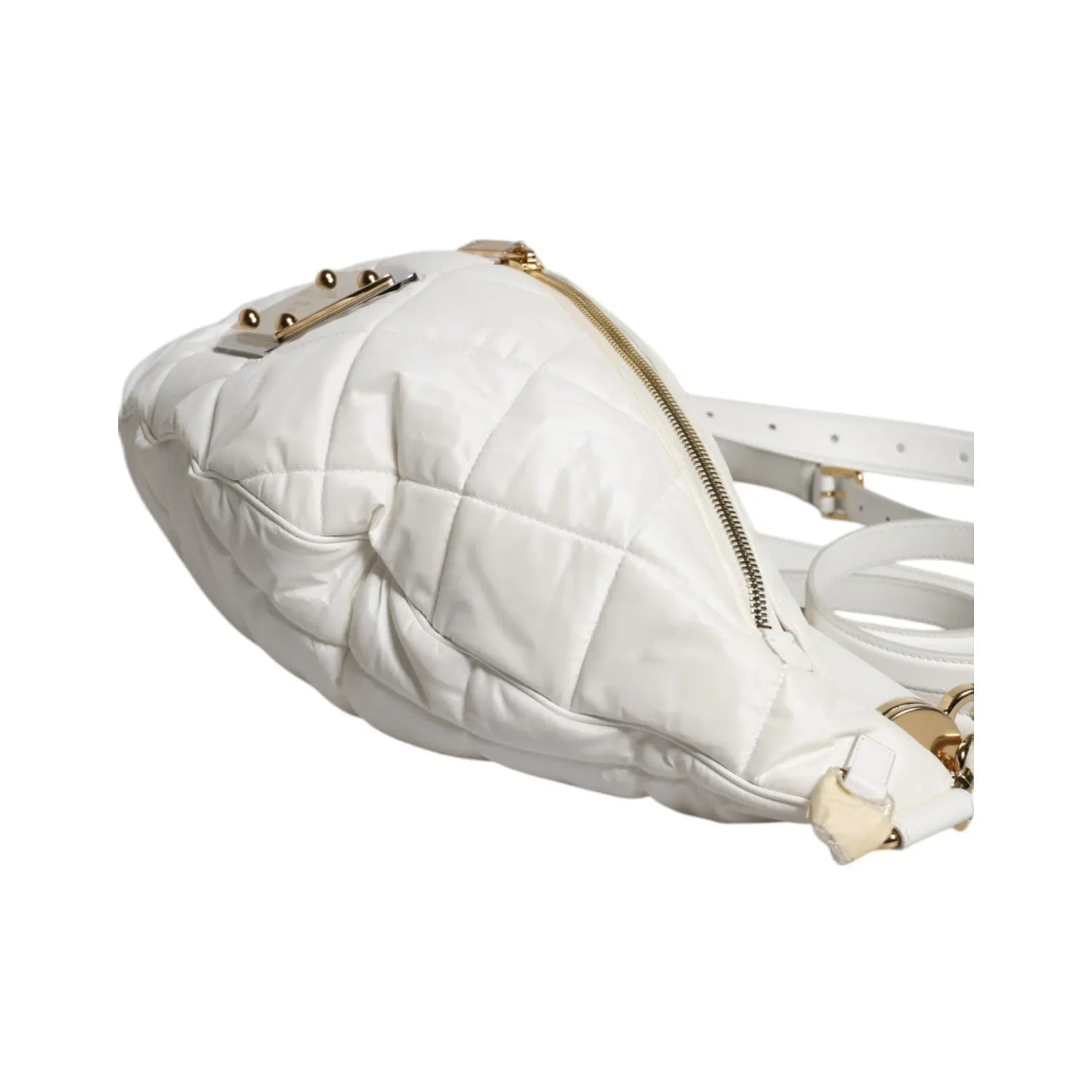 Dolce & Gabbana White Quilted Logo 90's Sicily Belt Waist Fanny Pack Bag