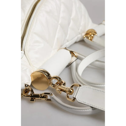 Dolce & Gabbana White Quilted Logo 90's Sicily Belt Waist Fanny Pack Bag