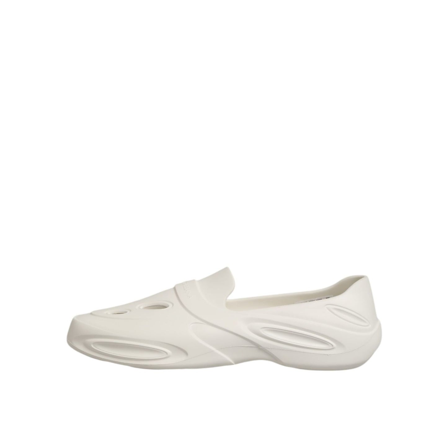 Dolce & Gabbana White Rubber Slides Low Top Sneakers Shoes with sleek slip-on design and logo details, made in Italy.