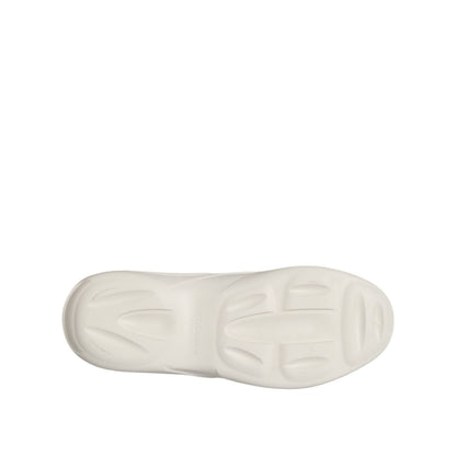 Sole view of Dolce & Gabbana White Rubber Slides Low Top Sneakers Shoes featuring durable white rubber with logo detail.