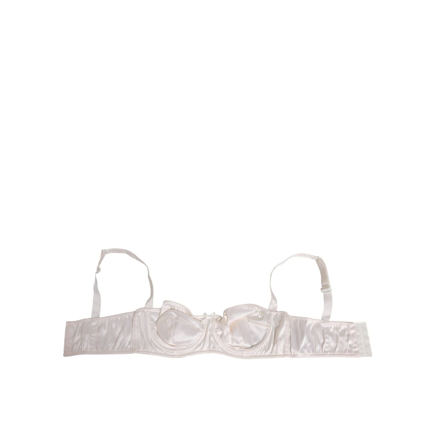 Dolce & Gabbana White Silk Satin Balconnet Lingerie Bra Underwear